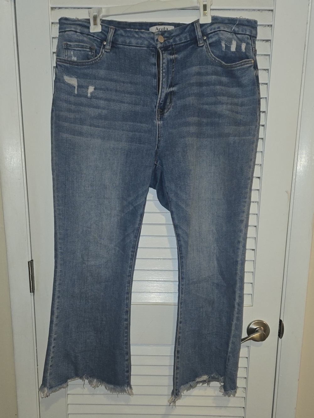 NWOT Arula Distressed raw hem flare Jeans sz 14